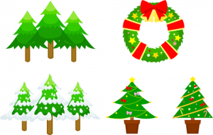 クリスマスツリーとリース